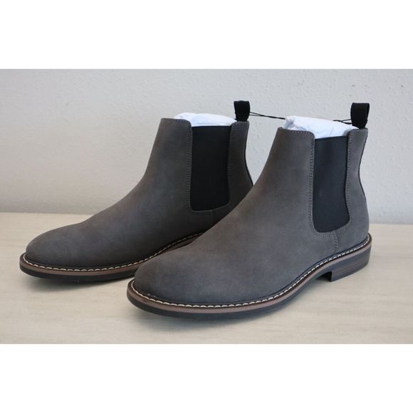 Banana Republic 422849-01-1 Men's Sz 9.5 Charcoal Gray Suede Chelsea Boots - Picture 2 of 8